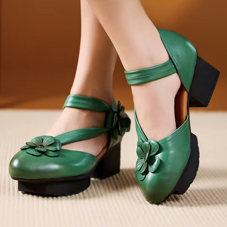 USS Shoes Karen Women's Leather Classic Flowers Fashionable Sandals