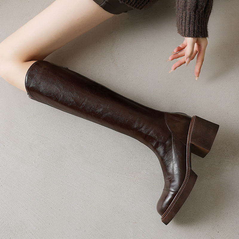 USS Shoes Karina Women's Knee High Square Toe Boots - Luxuryurbanwear