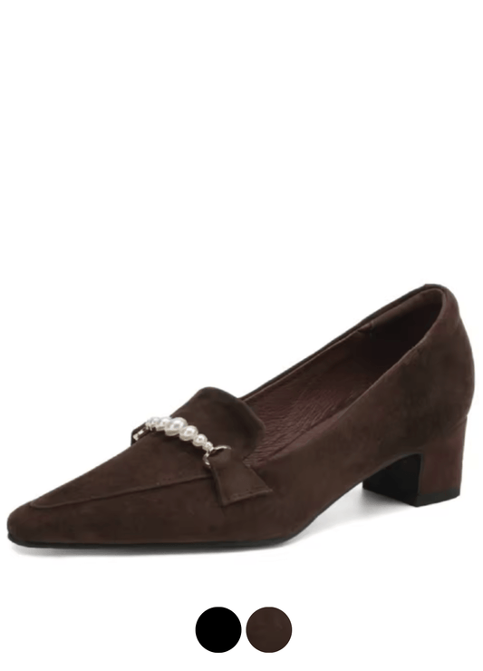 USS Shoes Katalina Women's Pointed Toe Pearl Detail Leather Pumps