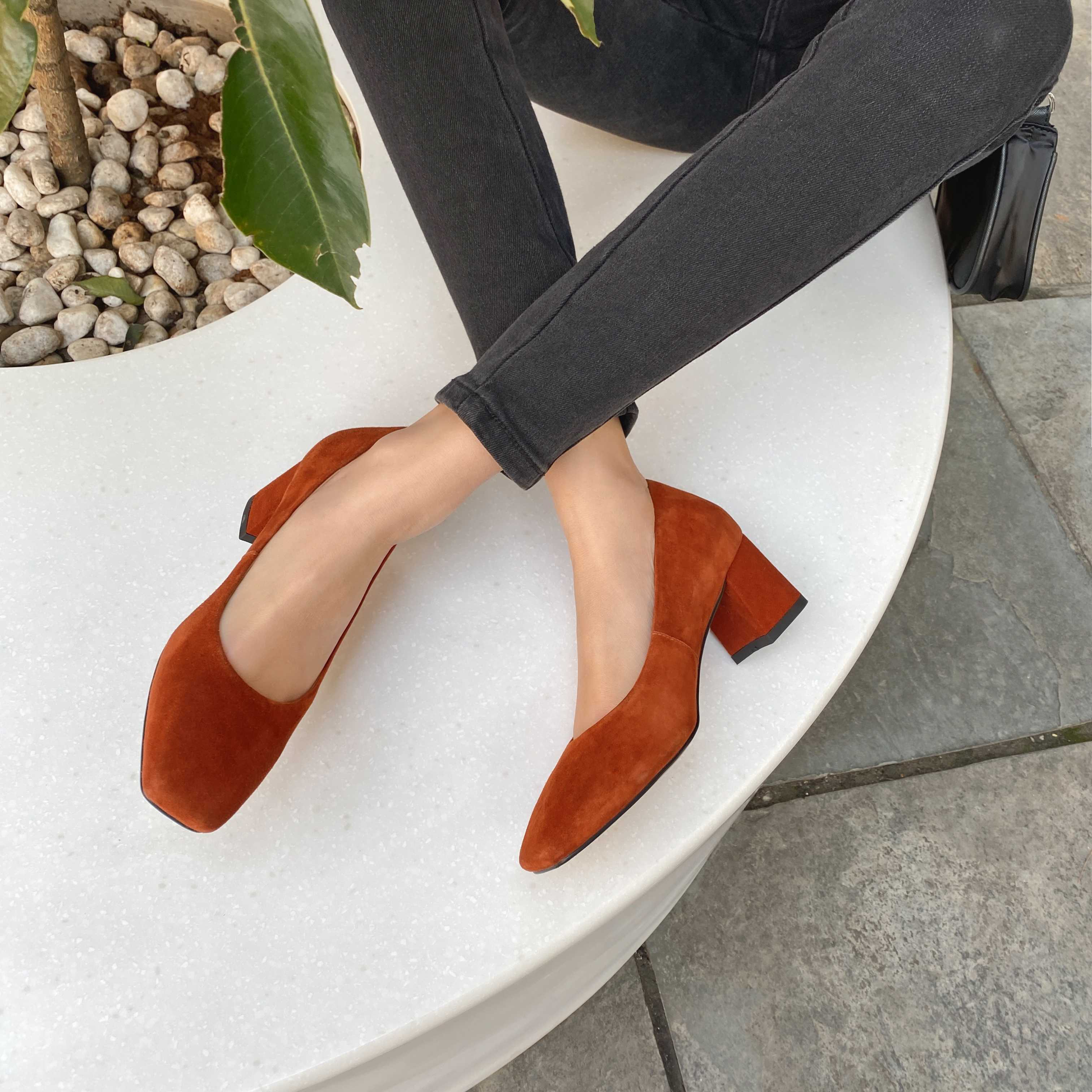 USS Shoes Kendra Women's Square Toe Suede Pumps Shoes - Luxuryurbanwear