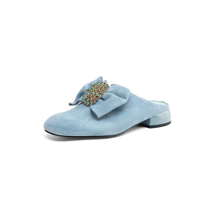 USS Shoes Larent Women's Round Toe Low Heels Leather Mules - Luxuryurbanwear