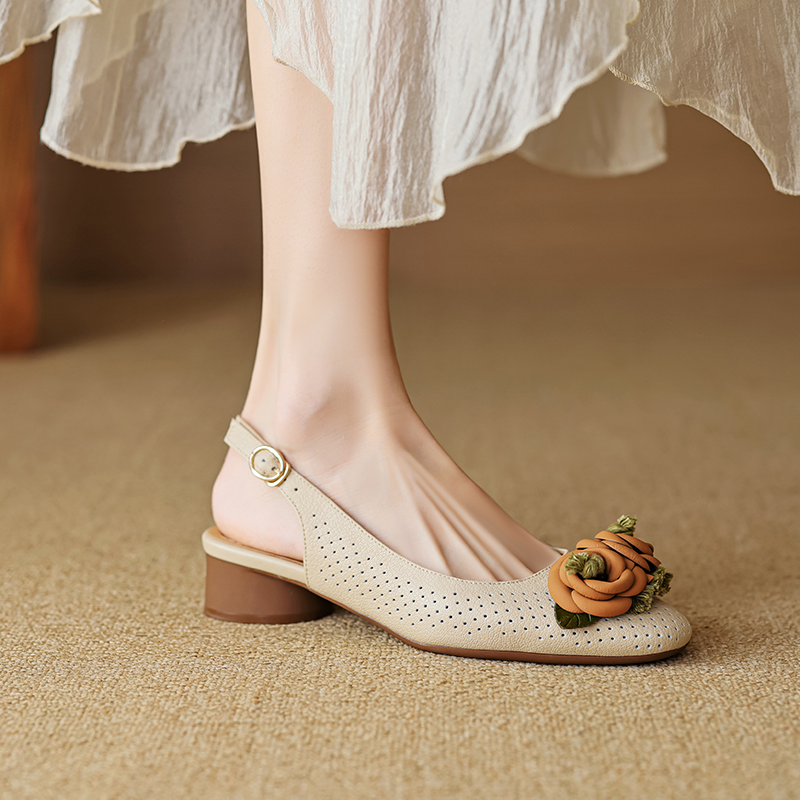 USS Shoes Lariza Women's Slingback Leather Flower Sandals - Luxuryurbanwear