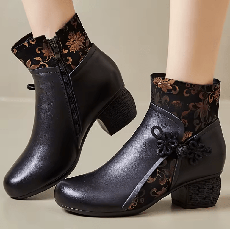 USS Shoes Laureana Women's Ethnic Printed Leather Ankle Boots