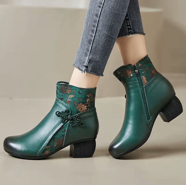 USS Shoes Laureana Women's Ethnic Printed Leather Ankle Boots