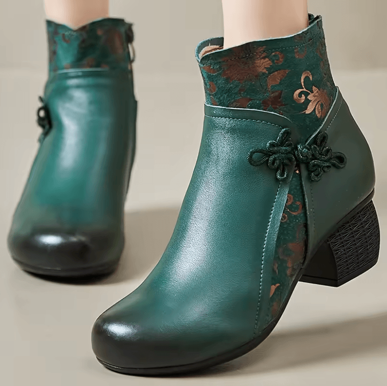 USS Shoes Laureana Women's Ethnic Printed Leather Ankle Boots