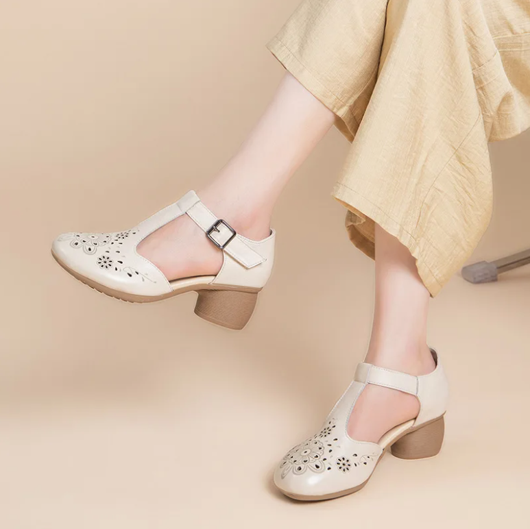 USS Shoes Lenin Women's Retro Openwork Leather Sandals - Luxuryurbanwear