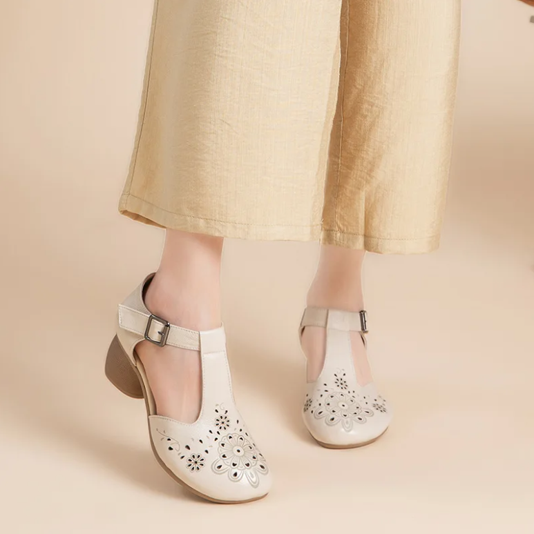 USS Shoes Lenin Women's Retro Openwork Leather Sandals - Luxuryurbanwear