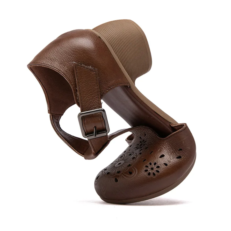 USS Shoes Lenin Women's Retro Openwork Leather Sandals - Luxuryurbanwear