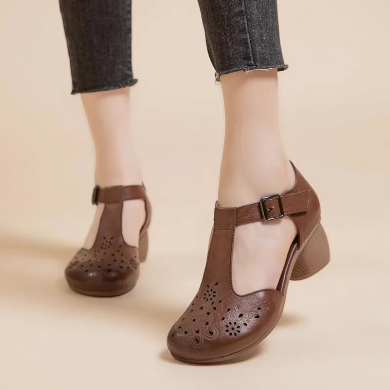 USS Shoes Lenin Women's Retro Openwork Leather Sandals - Luxuryurbanwear