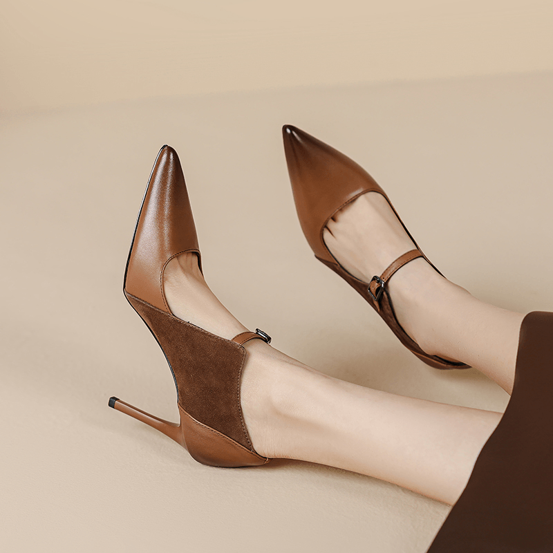 USS Shoes Ligia Women's Leather High Heel Pumps Sale Drop Brown (Size 6) - Luxuryurbanwear
