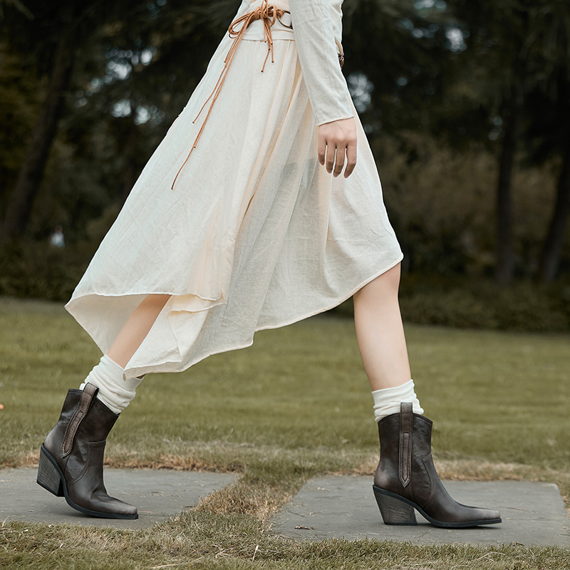 USS Shoes Linares Women's Cowboy Leather Boots - Luxuryurbanwear