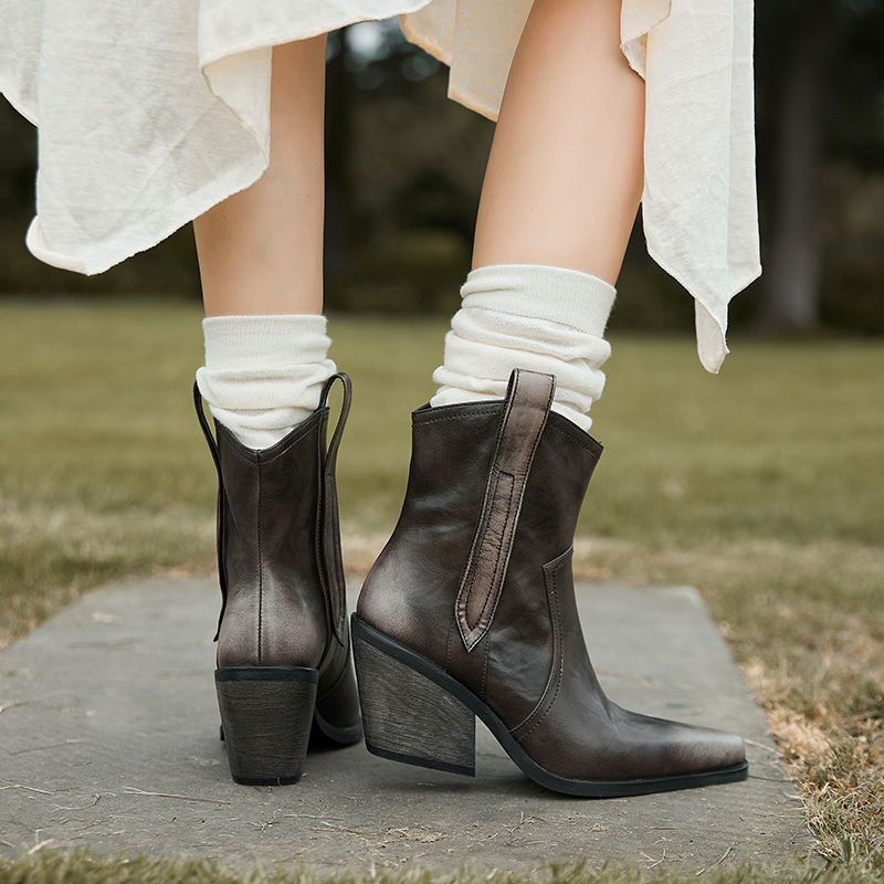 USS Shoes Linares Women's Cowboy Leather Boots - Luxuryurbanwear