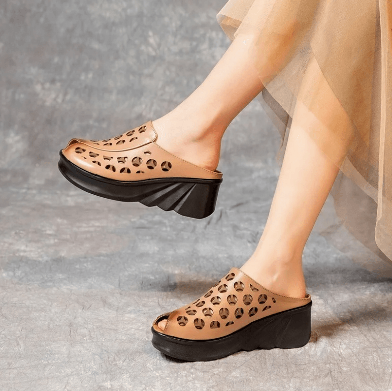 USS Shoes Liona Women's Platform Fish Mouth Outsides Wedges Sandals