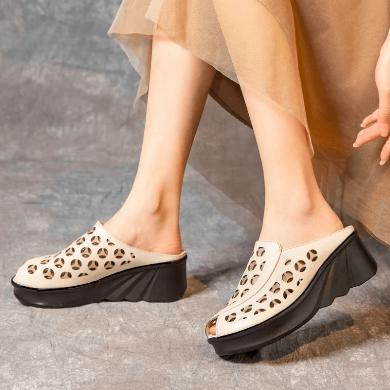 USS Shoes Liona Women's Platform Fish Mouth Outsides Wedges Sandals