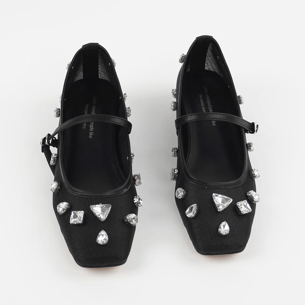 USS Shoes Liria Women's Mesh Rhinestones Low Heeled Comfort Flats