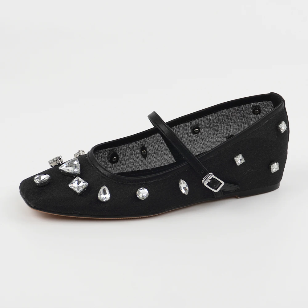 USS Shoes Liria Women's Mesh Rhinestones Low Heeled Comfort Flats - Luxuryurbanwear
