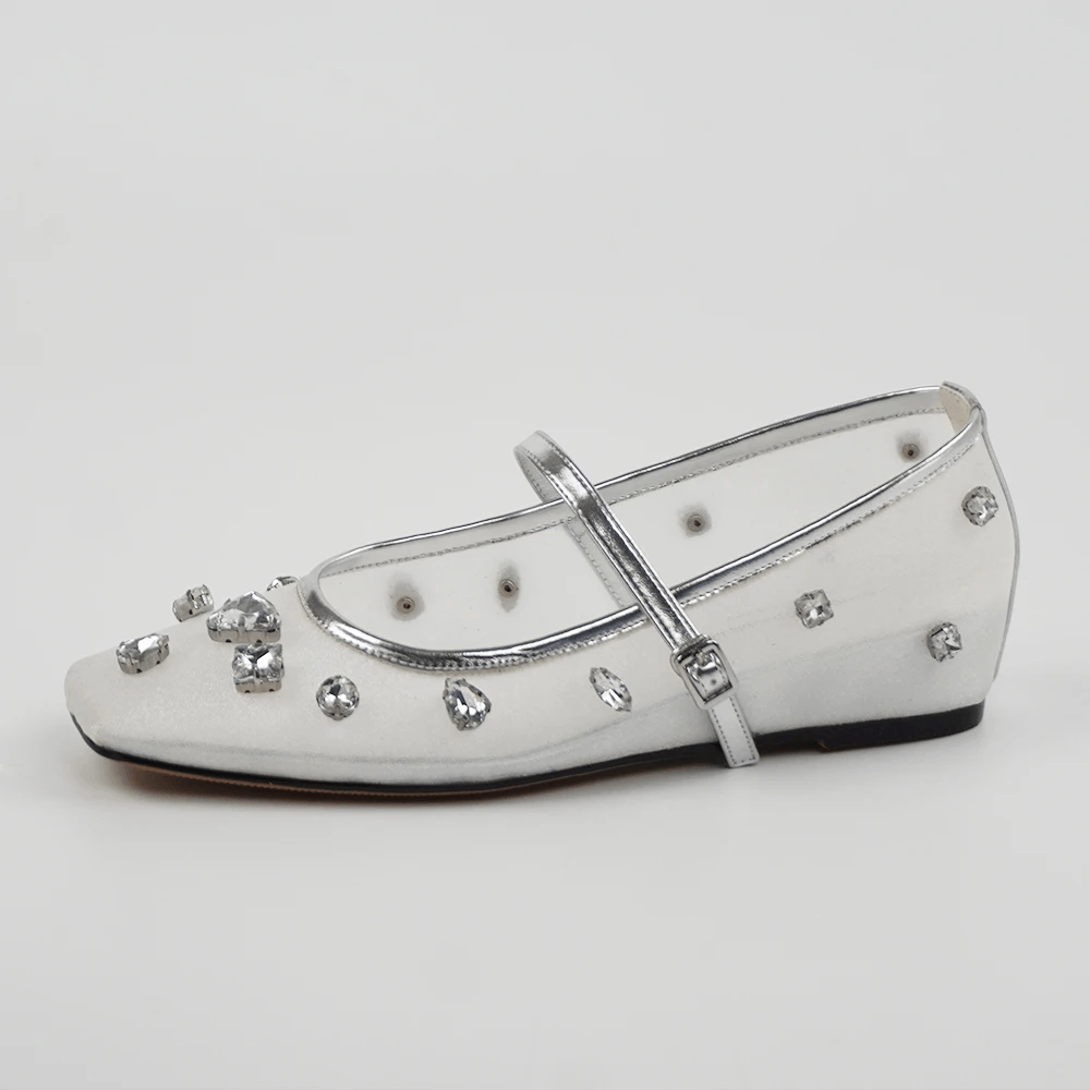 USS Shoes Liria Women's Mesh Rhinestones Low Heeled Comfort Flats