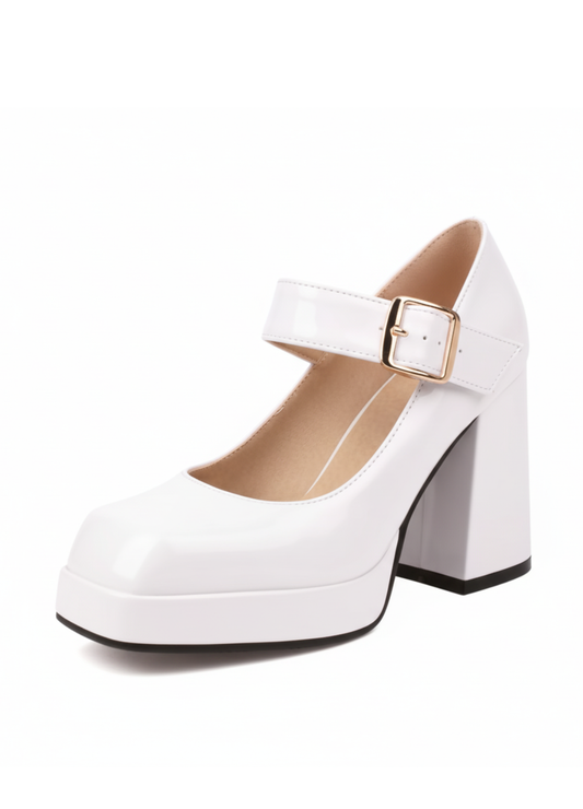 USS Shoes Liz Women's Square Toe Pumps Sale Drop White (Size 7) - Luxuryurbanwear