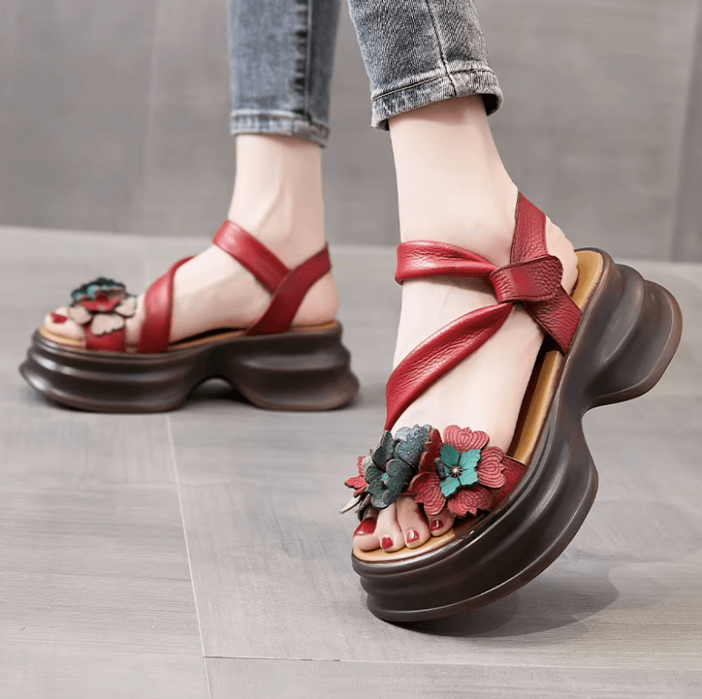 USS Shoes Lucia Women's Hook & Loop Retro Platform Sandals