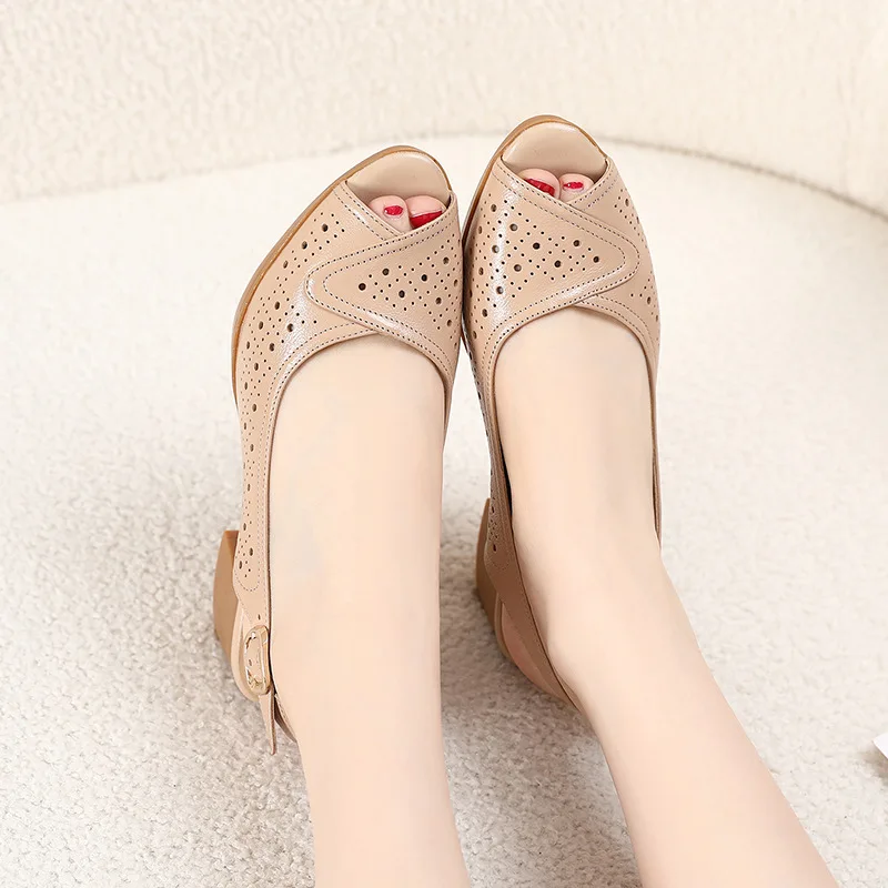 USS Shoes Lucia Women's Leather Hollow Sandals - Luxuryurbanwear