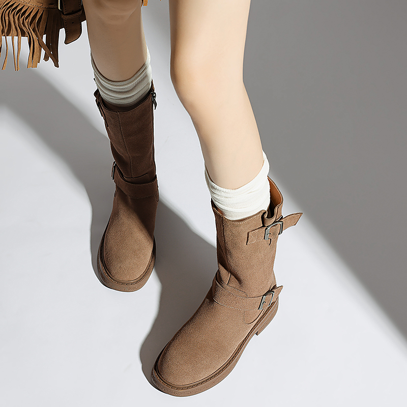 USS Shoes Luvy Women's Mid Calf High Round Toe Boots - Luxuryurbanwear