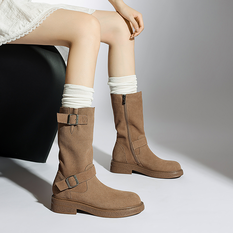 USS Shoes Luvy Women's Mid Calf High Round Toe Boots - Luxuryurbanwear