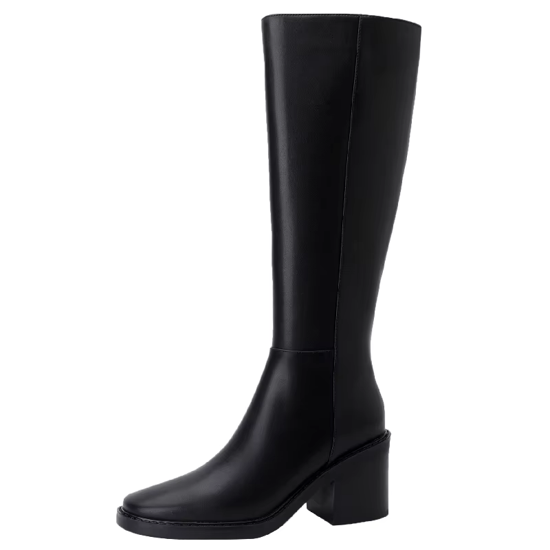 USS Shoes Malena Women's Leather Tall High Black Boots - Luxuryurbanwear
