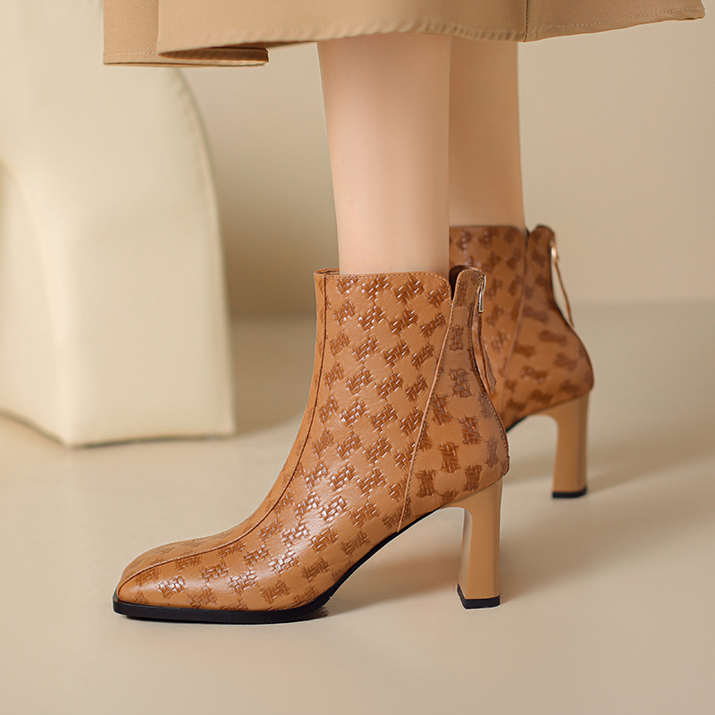 USS Shoes Marcial Women's Square Toe Zipper Ankle Boots - Luxuryurbanwear