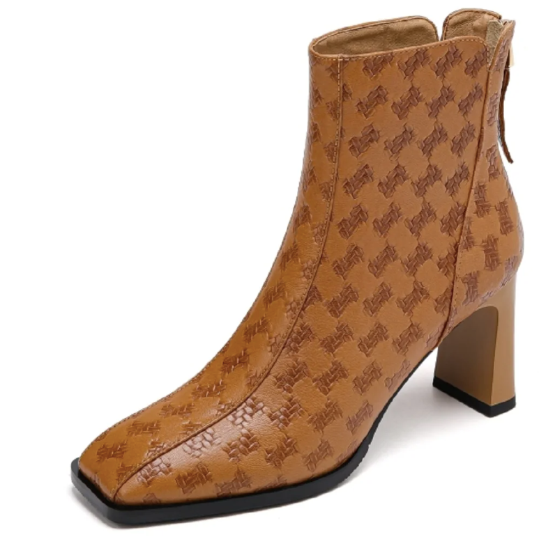 USS Shoes Marcial Women's Square Toe Zipper Ankle Boots - Luxuryurbanwear