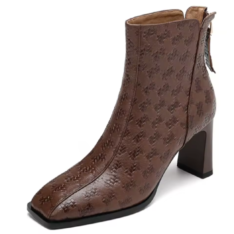 USS Shoes Marcial Women's Square Toe Zipper Ankle Boots - Luxuryurbanwear