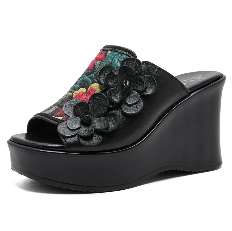 USS Shoes Martina Women's Floral Handmade Platform Wedges - Luxuryurbanwear