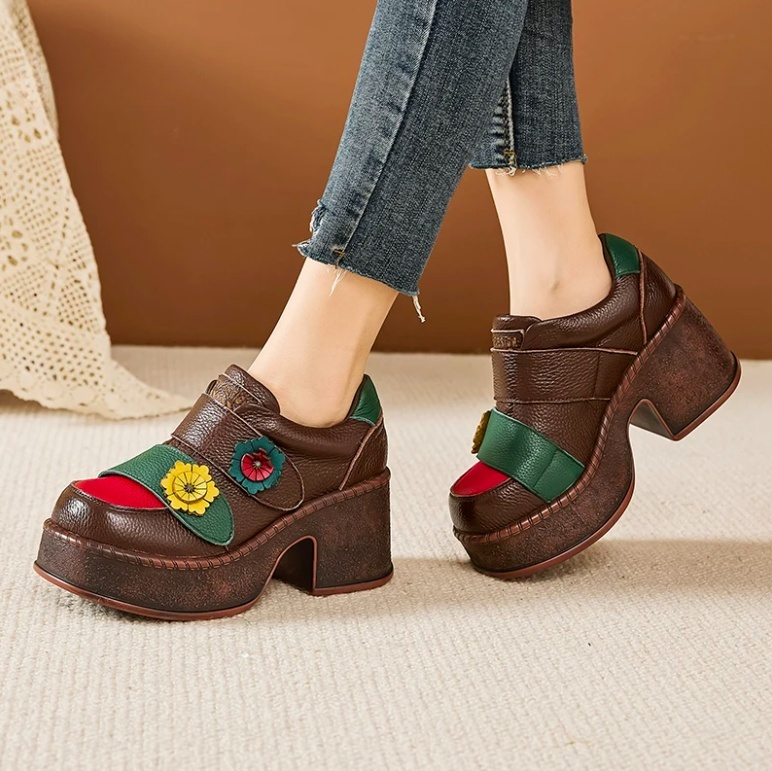USS Shoes Melina Women's Color Flowers Non-Slip Platform Shoes