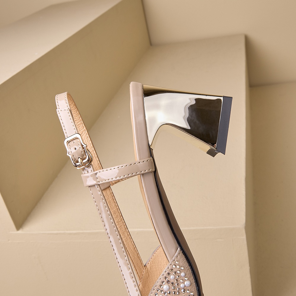 USS Shoes Melina Women's Leather Mid Heel Drill Sandals - Luxuryurbanwear