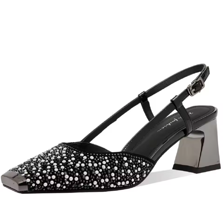 USS Shoes Melina Women's Leather Mid Heel Drill Sandals - Luxuryurbanwear