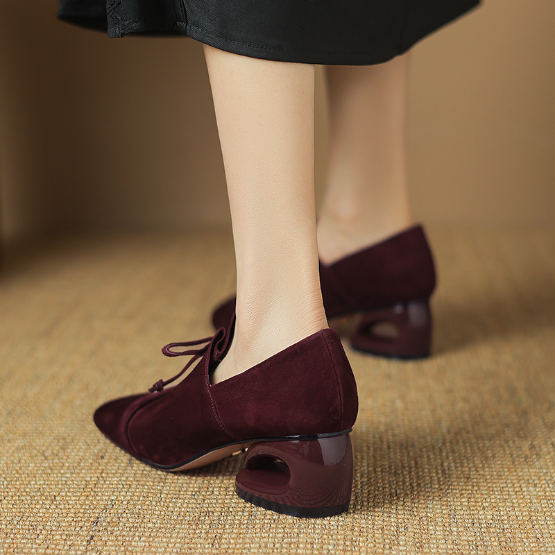 USS Shoes Mile Women's Square Toe Low Heel Suede Leather Pumps - Luxuryurbanwear