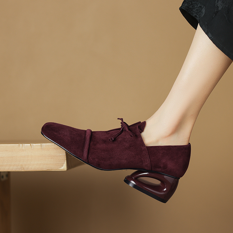 USS Shoes Mile Women's Square Toe Low Heel Suede Leather Pumps - Luxuryurbanwear