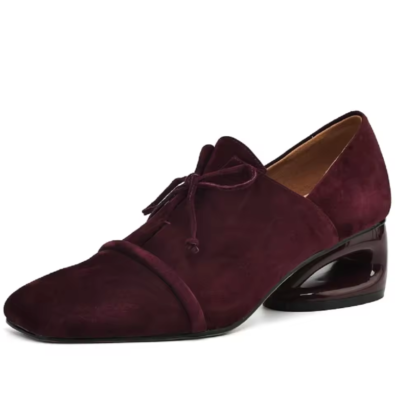 USS Shoes Mile Women's Square Toe Low Heel Suede Leather Pumps - Luxuryurbanwear