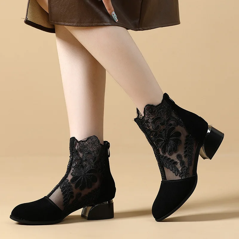 USS Shoes Mileidy Women's Square Heel Round Toe Ankle Boots - Luxuryurbanwear