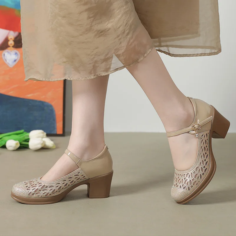 USS Shoes Miley Women's Hollow Leather Platform Pumps Sale Drop Gold (Size 7) - Luxuryurbanwear