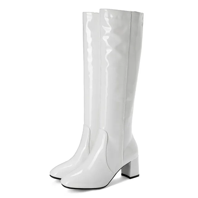 USS Shoes Nadia Women's Patent Knee High Boots - Luxuryurbanwear