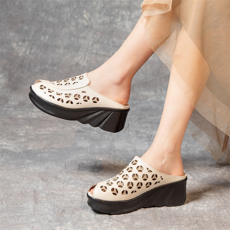 USS Shoes Nahir Women's Peep Toe Wedge Sandals - Luxuryurbanwear