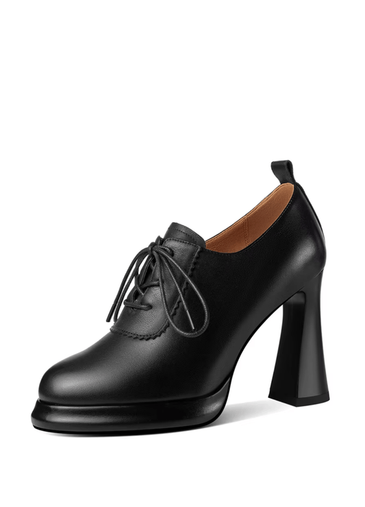 USS Shoes Nahomy Women's Leather High Heels Platform Pumps Sale Drop Black (Size 6)