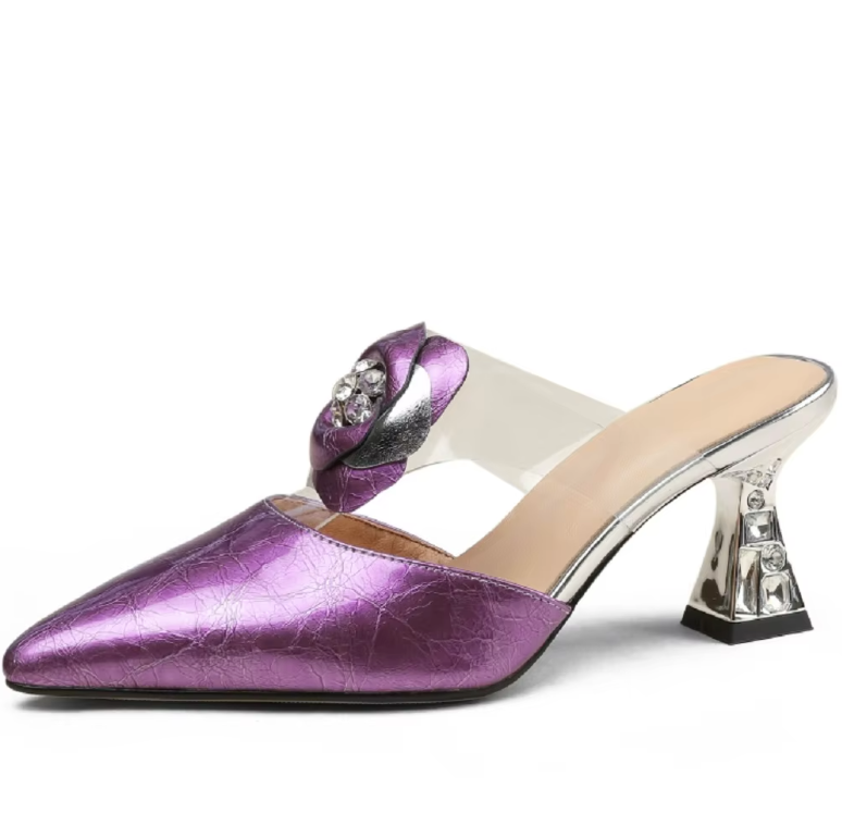 USS Shoes Nidia Women's Flower Leather Mules - Luxuryurbanwear