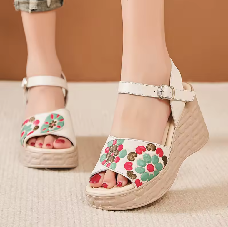 USS Shoes Nina Women's Bohemian Leather Wedge Sandals