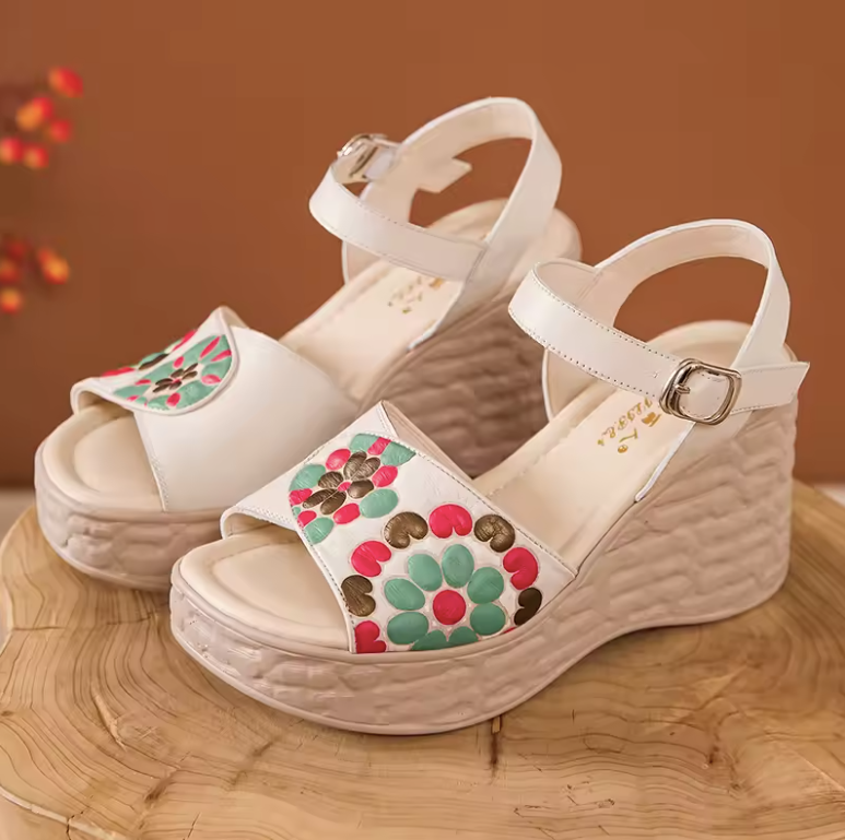 USS Shoes Nina Women's Bohemian Leather Wedge Sandals