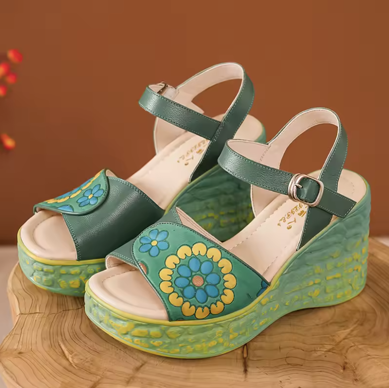 USS Shoes Nina Women's Bohemian Leather Wedge Sandals