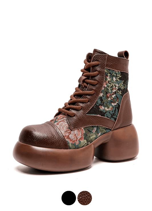 USS Shoes Noys Women's Prints Leather Platform Ankle Boots