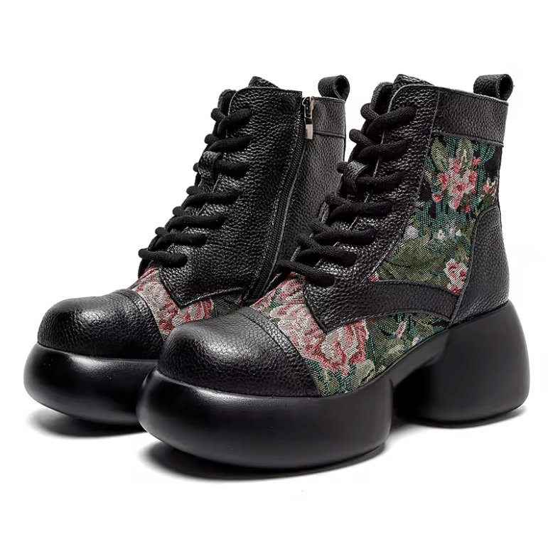 USS Shoes Noys Women's Prints Leather Platform Ankle Boots