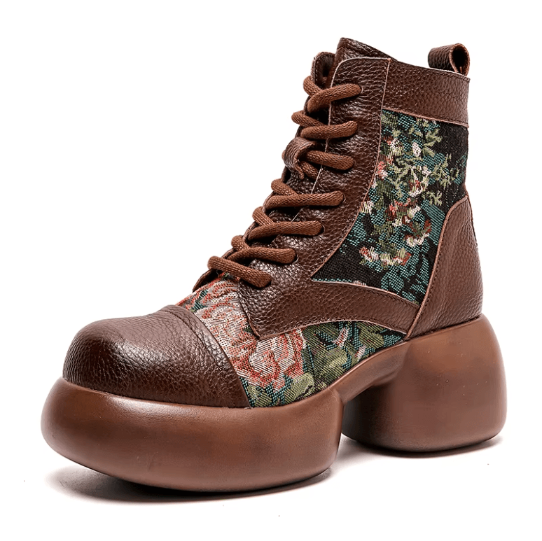USS Shoes Noys Women's Prints Leather Platform Ankle Boots