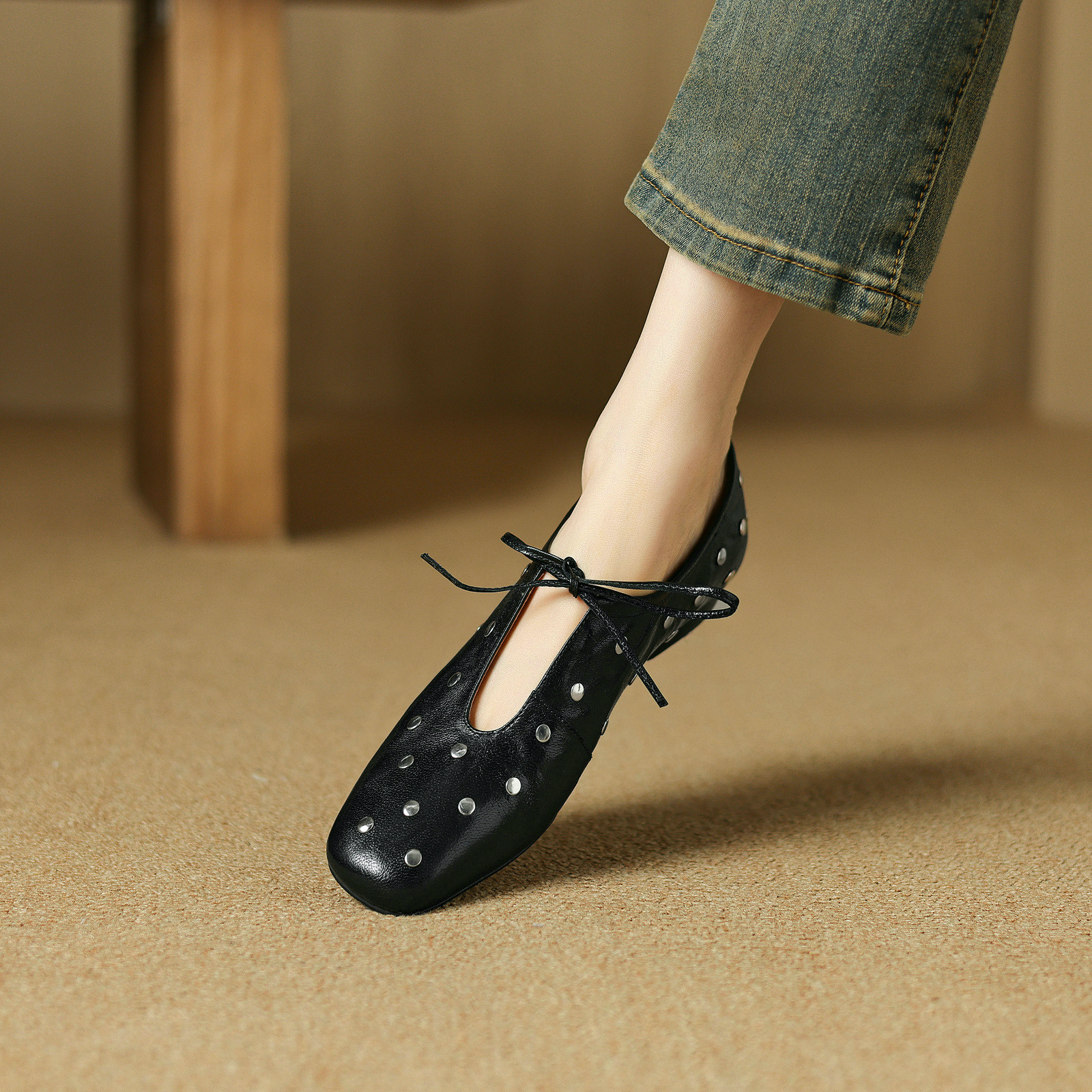 USS Shoes Olga Women's Casual Rivets Heels Flats - Luxuryurbanwear